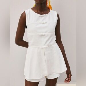 Sabo Denim Muse top Peplum Bow Detail coquette old money classic sz 8